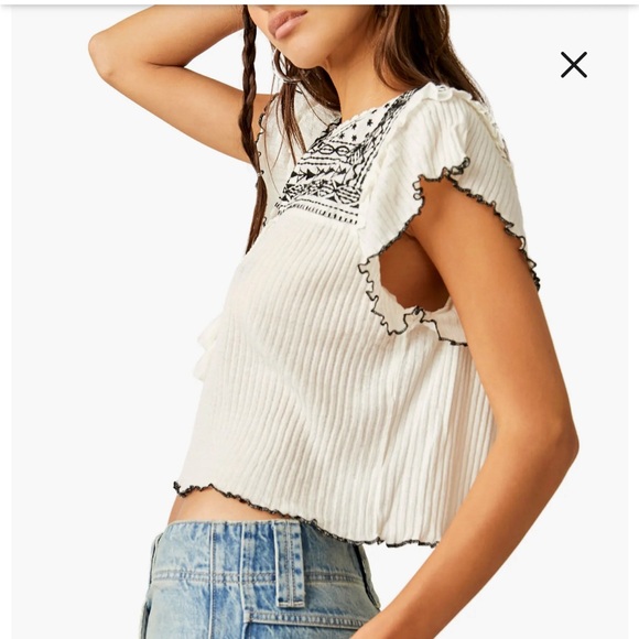 Free People Women's Sarafina Top in Ivory Combo - Picture 3 of 6